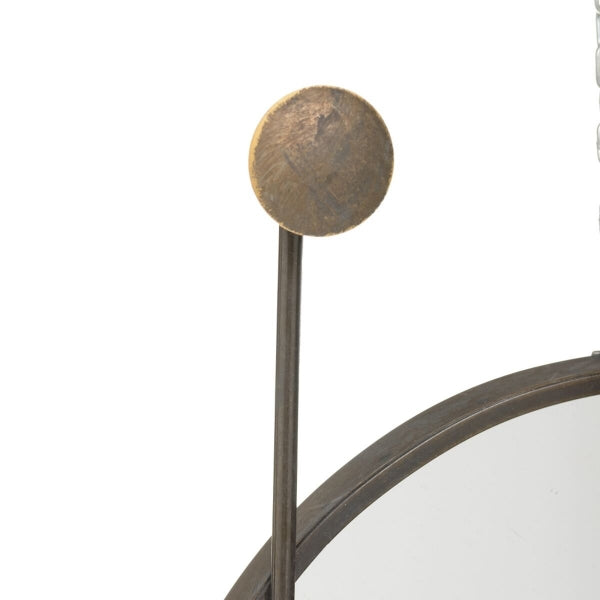 Round Wall Mirror with Bronze Effect Metal Coat Rack