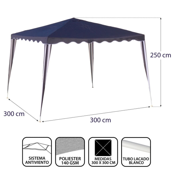 Blue Polyester and White Steel Pergola - Enjoy your outdoor space in style