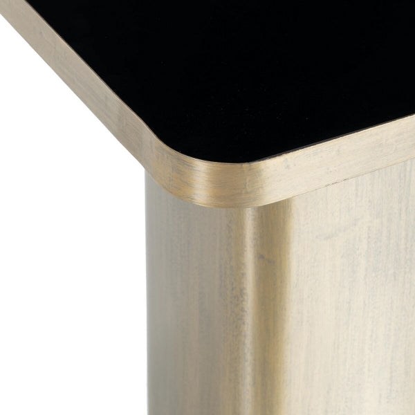 Small Design Side Table in Black Glass and Gold Metal: Elegance and Versatility
