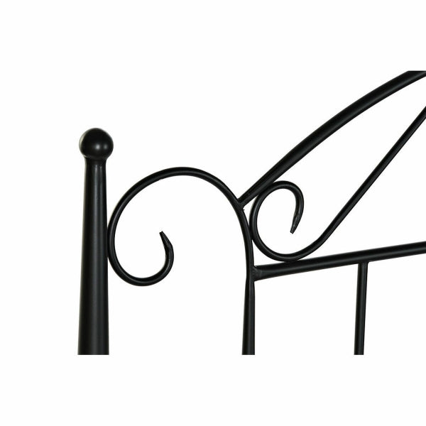Small Cottage Headboard in Wrought Iron and Black Wood: Rustic Charm and Elegance