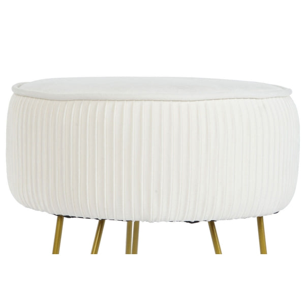 Contemporary White and Gold Metal Footstool Home Decor