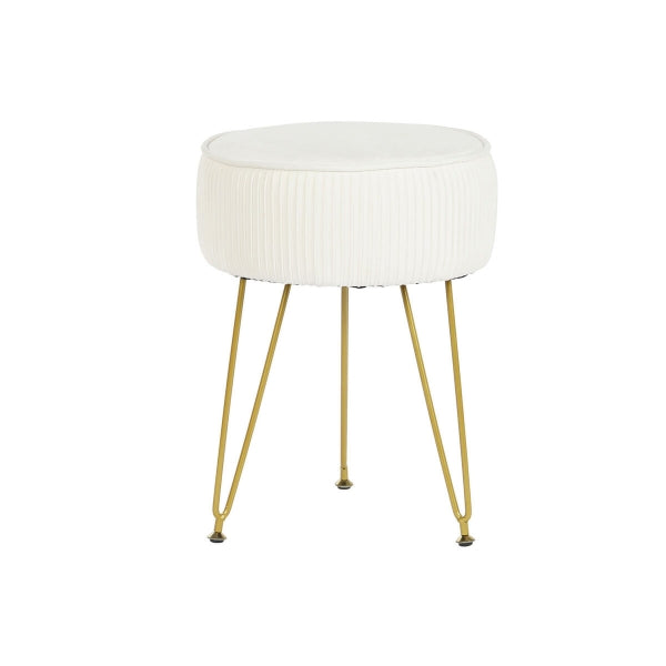 Contemporary White and Gold Metal Footstool Home Decor
