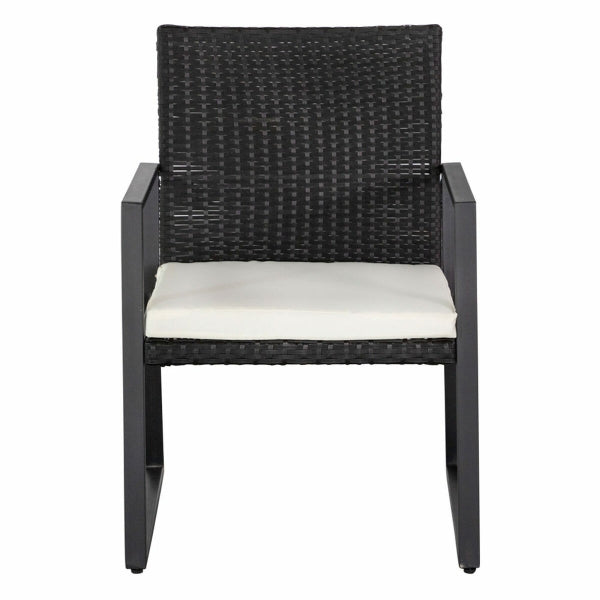 Design Garden Lounge in Black Synthetic Rattan and White Cushions Aktive