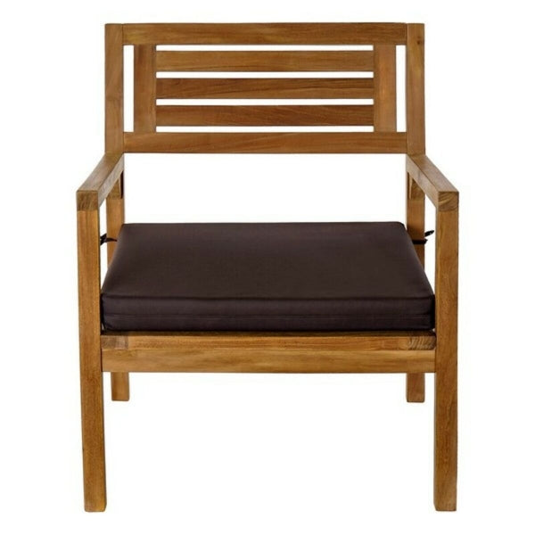 Garden Lounge in Brown Teak Wood and Dark Gray Cotton - Natural Harmony for Your Outdoor Space