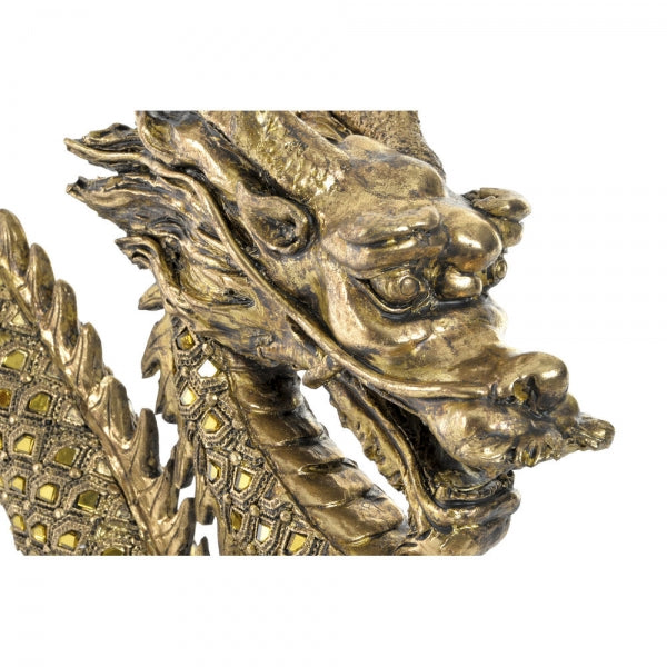 Statue de Dragon Chinois en Résine Doré et Verre – Tendances Meubles