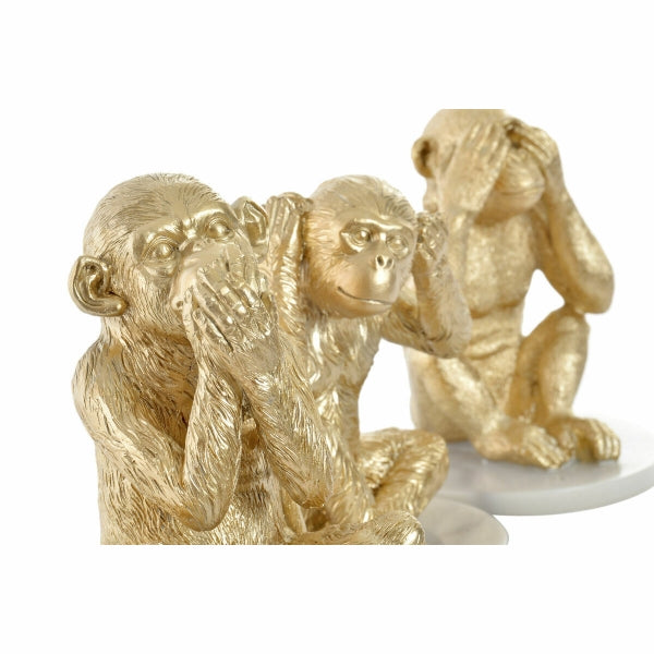 Estatuillas de los 3 Monos de la Sabiduría Mármol y Resina Dorada