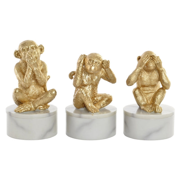 Statuettes des 3 Singes de la Sagesse Marbre et Résine Dorée Home Decor - Symbole de sagesse et d'élégance