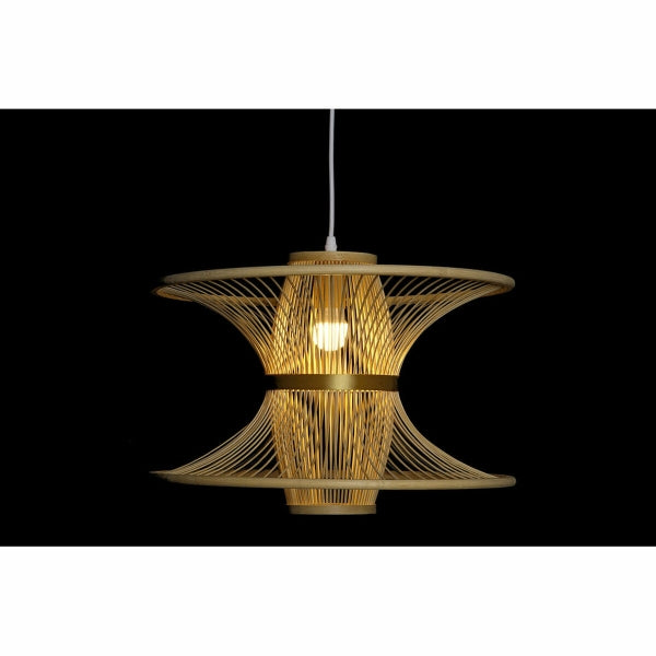 Suspension Light in Bamboo and Golden Metal "DIABOLO" Home Decor