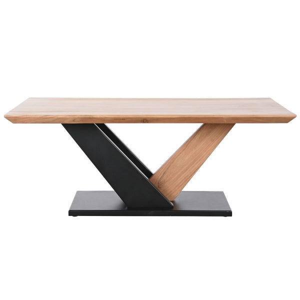 Table Basse Design Moderne en Acacia et Métal Noir Home Decor