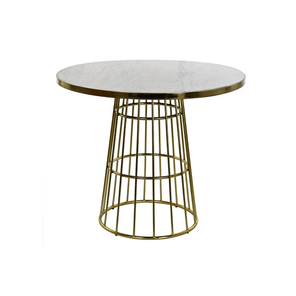 Circular Table in White Marble and Gold Metal Home Decor