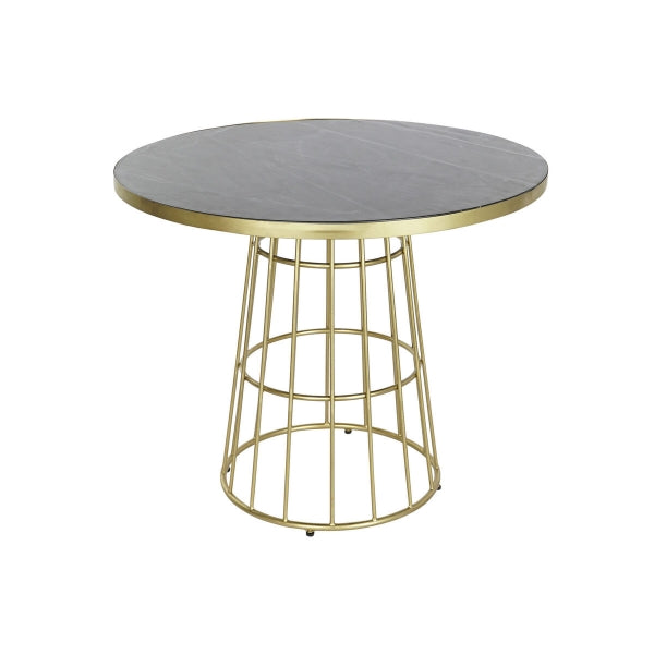 Circular Table in Black Marble and Gold Metal Home Decor
