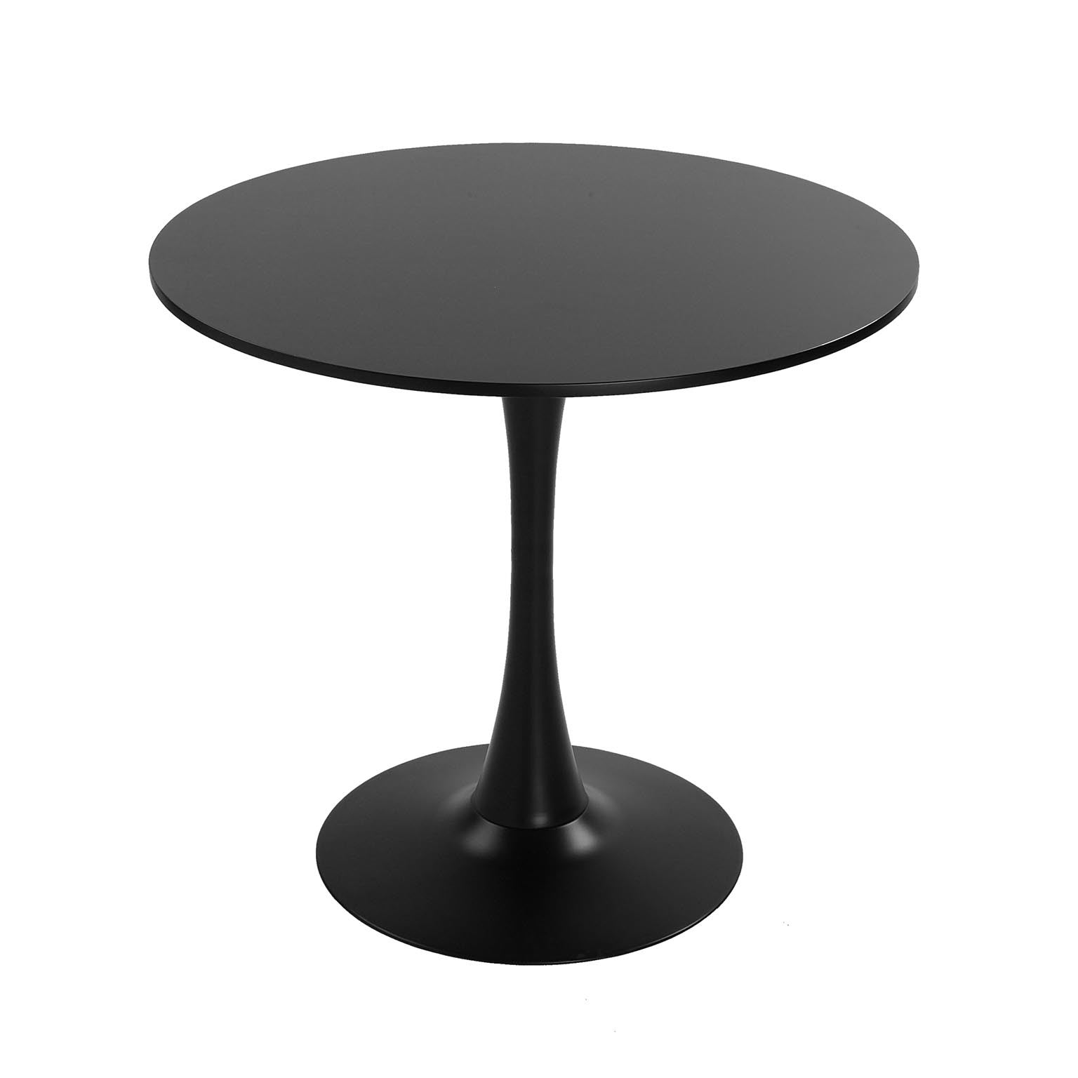 Round 2-Seater Table in Wood and Black Metal Versa