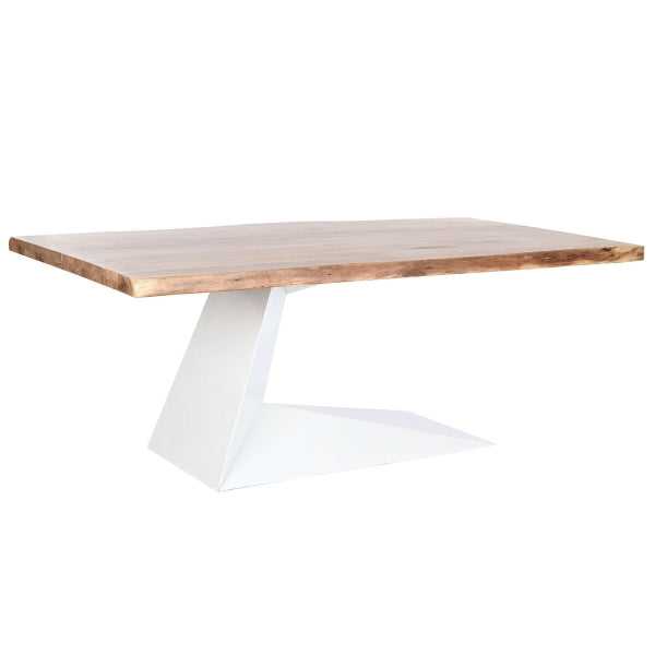 Contemporary Dining Table in Solid Acacia Wood and White Metal Home Decor