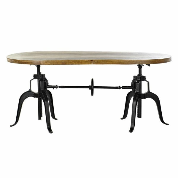 Mesa de comedor de madera ovalada industrial con patas de metal negro Decoración para el hogar