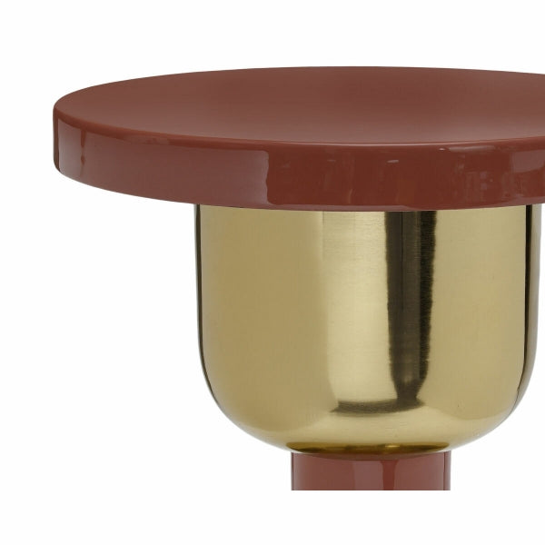 Art Deco Side Table Golden Iron and Terracotta Home Decor