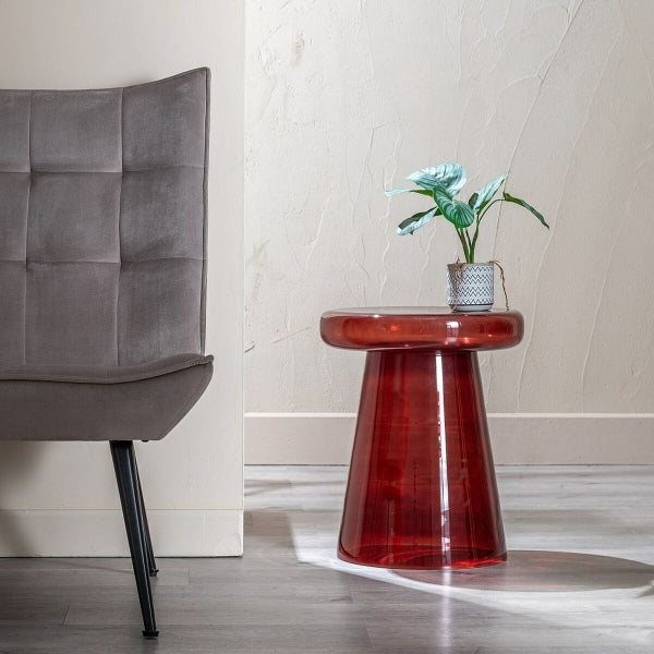 Table d'Appoint Design Contemporain en Verre Bordeaux - Ajoutez une Touche de Style Moderne à Votre Espace