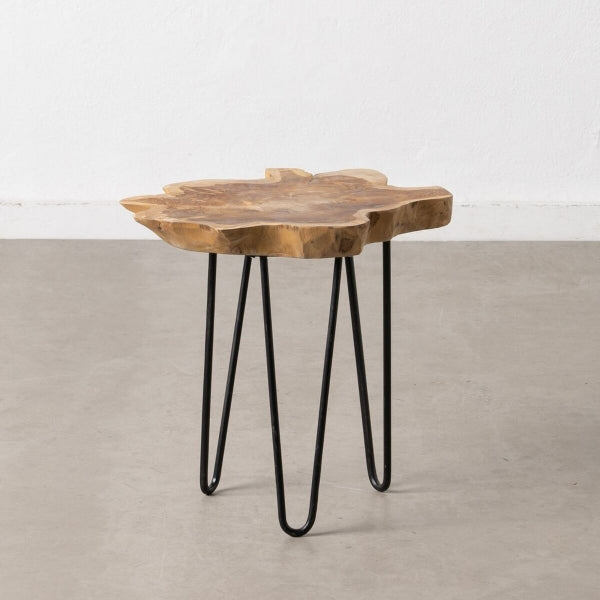 Design Loft Side Table in Solid Wood and Black Metal Home Decor