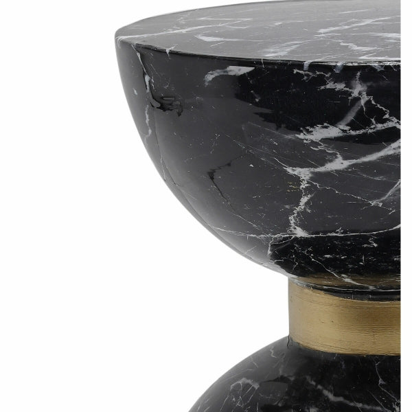 "Diabolo" Black and Gold Marble Effect Side Table