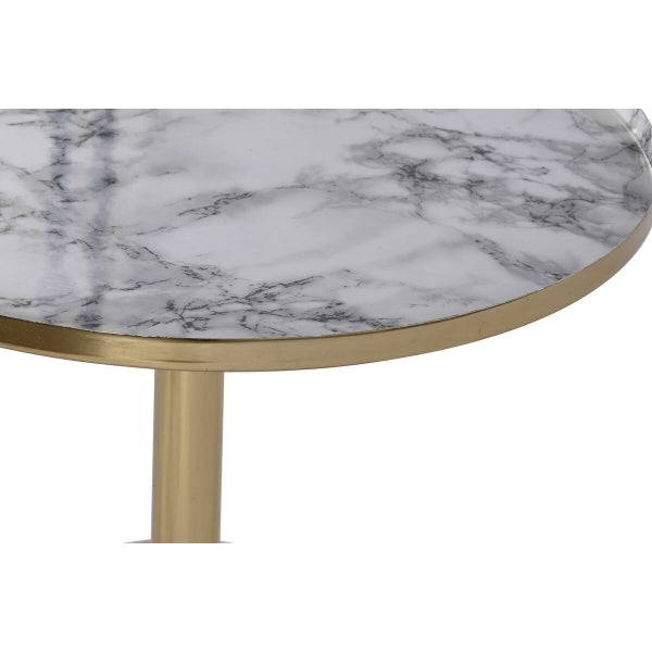 White Marble Effect Round Side Table and White and Gold Iron Ball Base