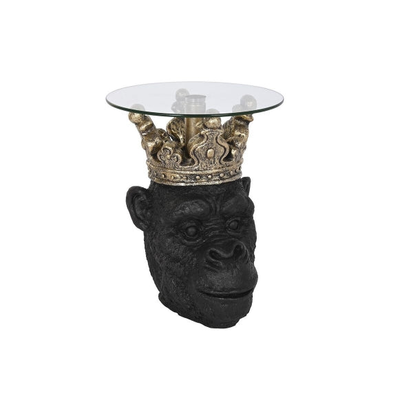 Black Monkey Head and Gold Crown Side Table Home Decor