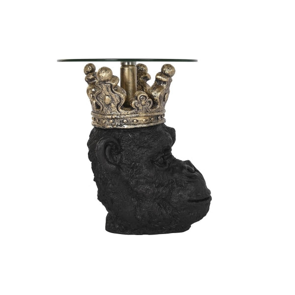 Cabeza de mono negro y mesa auxiliar de corona dorada Decoración para el hogar