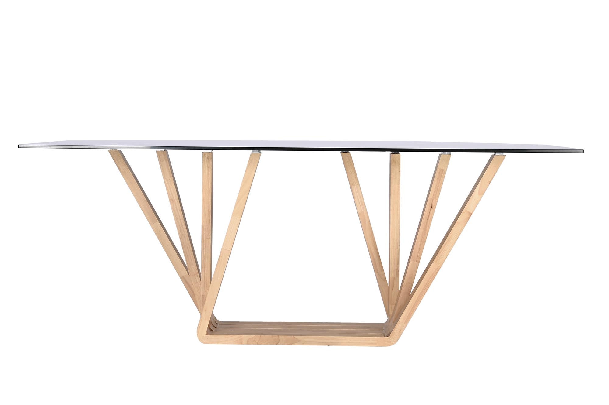 Mesa Comedor Diseño Moderno Decoración Hogar Nogal Cristal Marrón Transparente (200 x 100 x 75 cm)