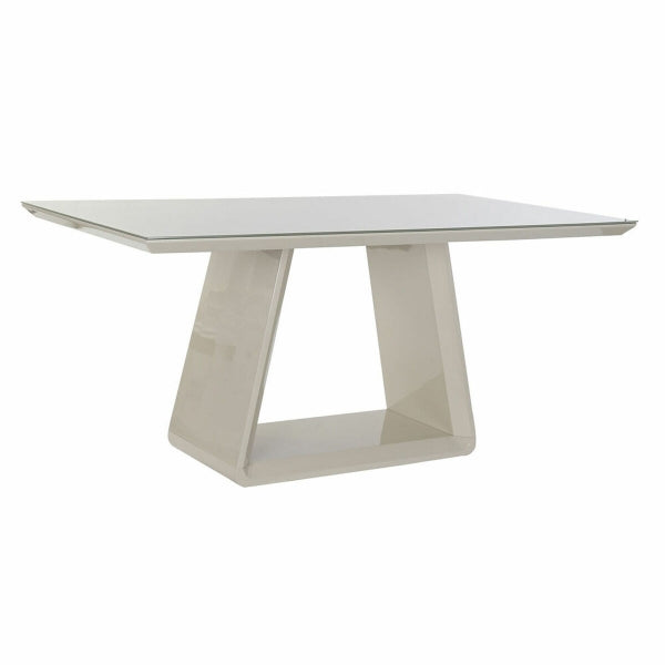 Design Dining Table in Gray Lacquered Wood and Tempered Glass Home Decor