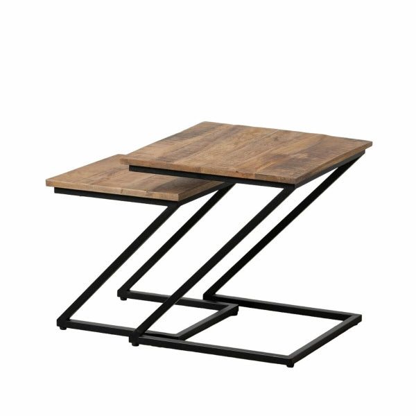 Loft Nesting Side Tables in Z Metal and Solid Wood