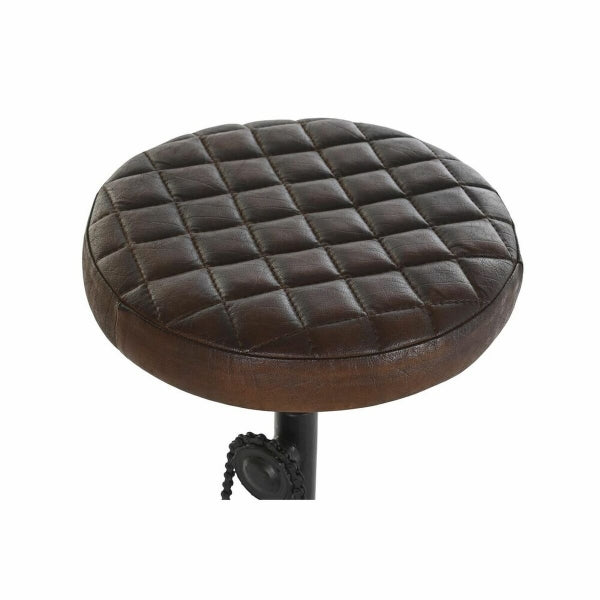 Taburete Loft en imitación de cuero marrón y decoración de hogar de metal negro