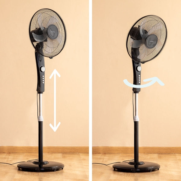 Ventilateur sur Pied Silencieux Noir ING - Fraîcheur, Efficacité et Confort à Petit Prix