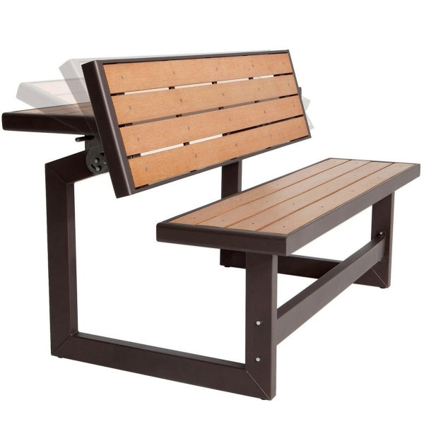 Garden Bench with Backrest Convertible to Table Brown Lifetime