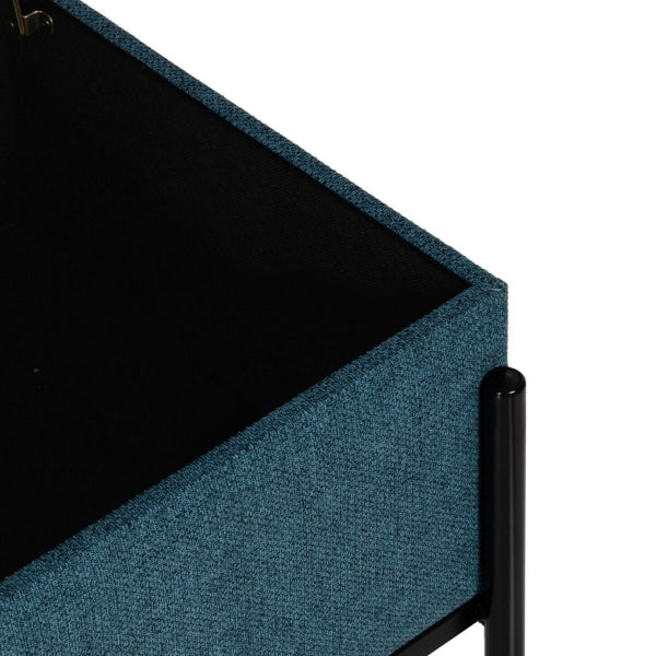 Designer Bench with 2 Blue and Black Metal Storage Boxes