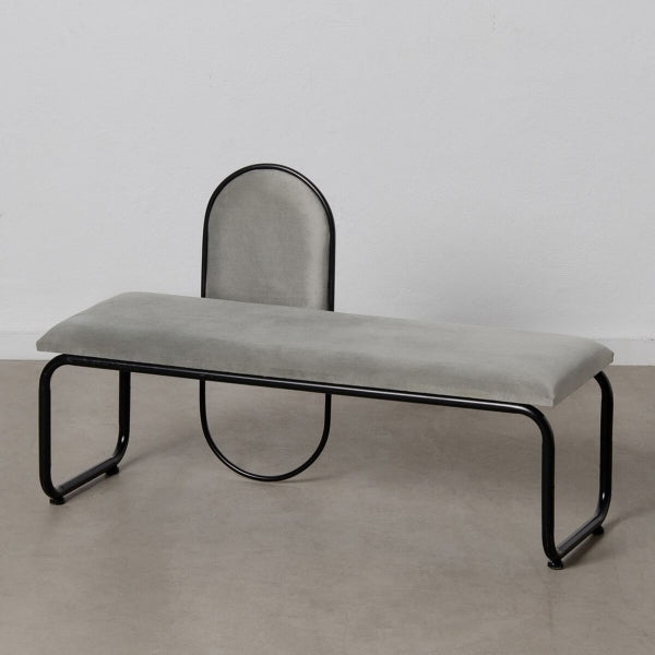Contemporary Design Bench Home Decor Gray Fabric and Black Metal - Style and comfort for your space (110 x 40 x 68 cm)