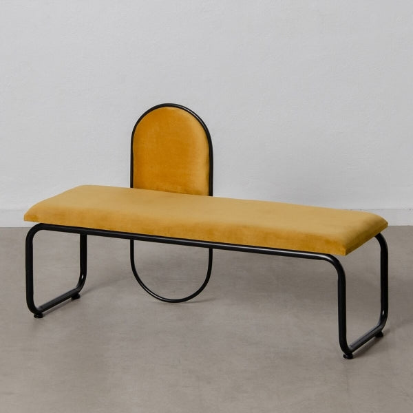 Banquette Design Contemporain Tissu Ocre et Métal Noir