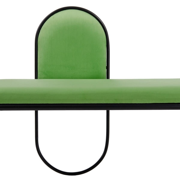 Banquette Design Contemporain Home Decor Tissu Vert et Métal Noir - Style et confort pour votre espace (110 x 40 x 68 cm)