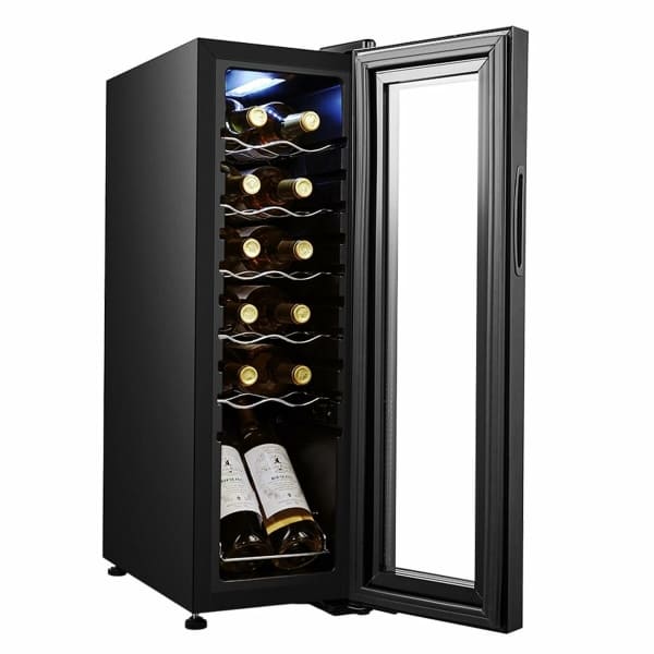 Black Electric Wine Cellar 12 Bottles Cecotec Grand Sommelier 1230