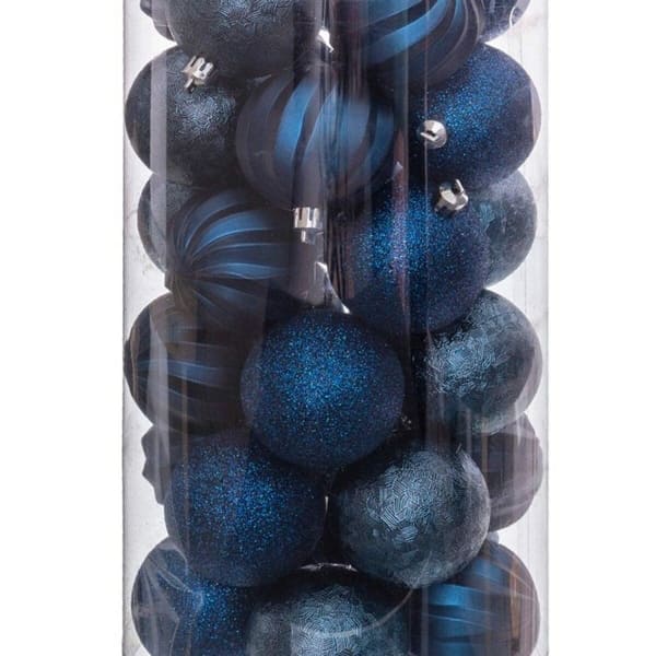 30 bolas de Navidad azul marino, decoración navideña