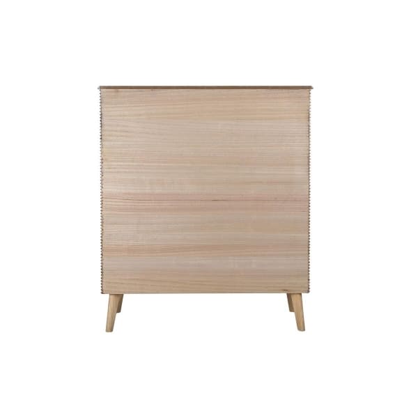 Ethnic Chic Sideboard in Light Wood and Gold Metal