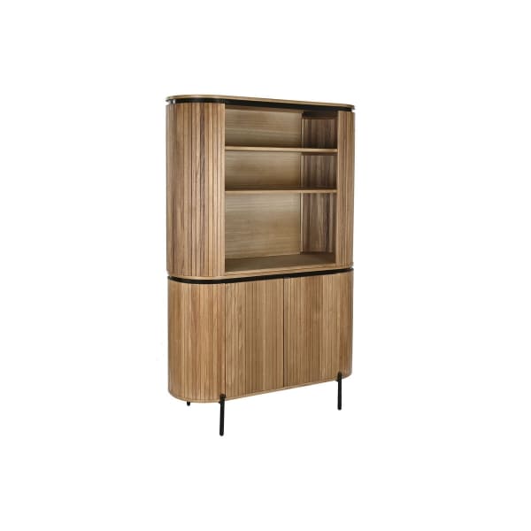 Grand Meuble Etagère Design Tropical en Bois de Manguier et Métal Noir