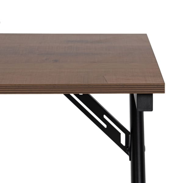 Brown Wood and Black Iron Desk