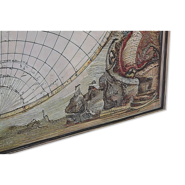 Grand Cadre Mural Mappemonde Vintage, Toile et Verre Trempé (180 x 0,4 x 120 cm)
