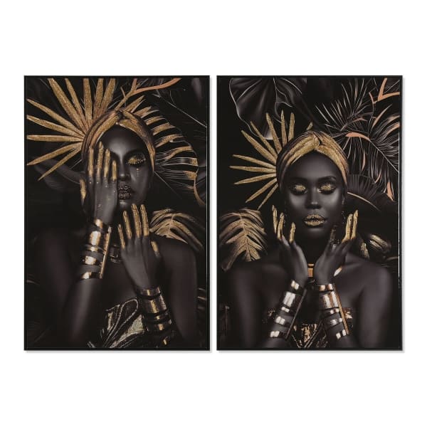 Cadres Muraux Femme Africaine Noir et Doré