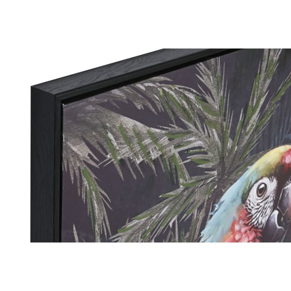 Set of 2 Frames on Canvas Tropical Parrots Black and Green (70 x 3.5 x 100 cm)