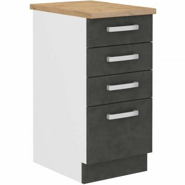 Caisson à Tiroirs de Bureau Home Decor en Bois Gris et Blanc (60 x 40 x 80 cm)
