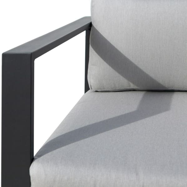 Corner Garden Sofa Design Aluminum Graphite and Tempered Glass