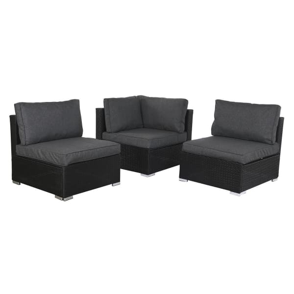 Large Modular Garden Furniture Black and Gray Synthetic Rattan