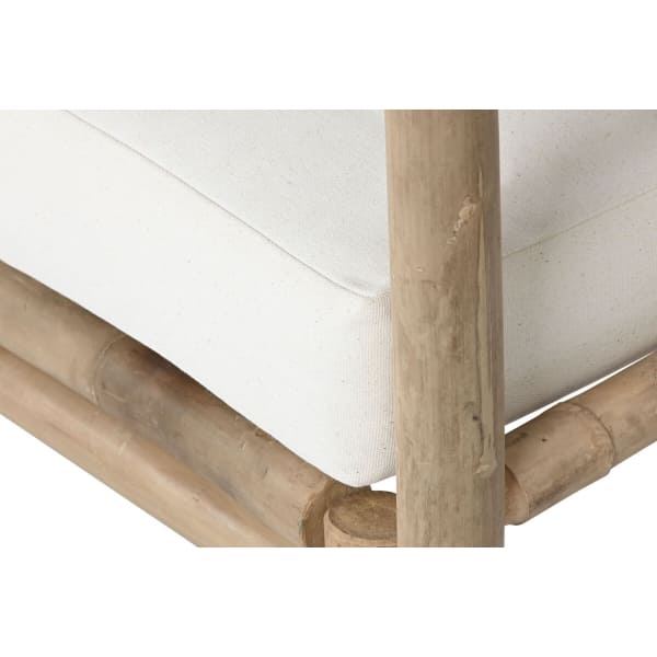 Sofá de jardín blanco de bambú y algodón