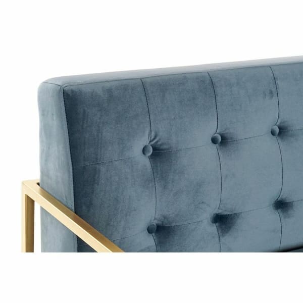 Sofá de terciopelo azul pato y estructura de metal dorado: elegancia contemporánea para su sala de estar
