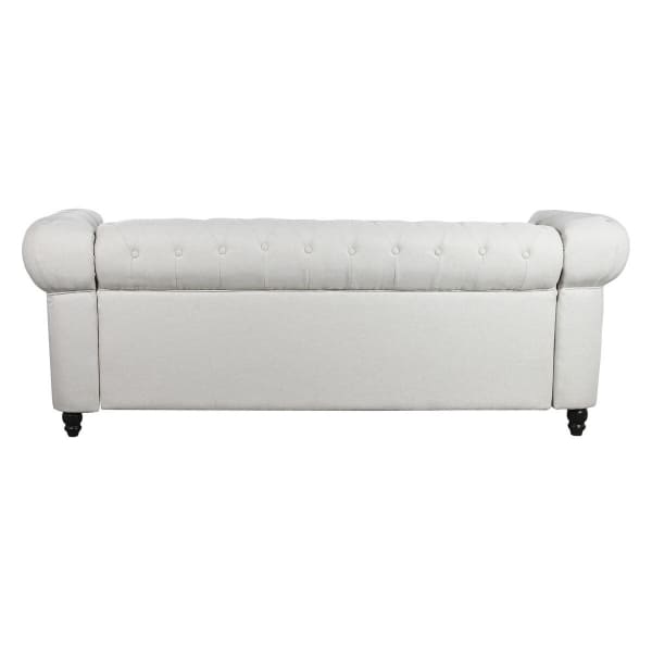 3 Seater Chesterfield Sofa White and Cream (209 x 84 x 76 cm)