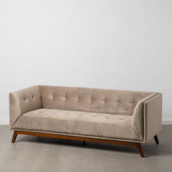 Canapé Design Vintage Home Decor Velours Champagne et Bois (198 x 81 x 72 cm)
